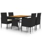 vidaXL Juego de comedor de jardín 5 piezas ratán sintético negro vidaXL Juego de comedor de jardín 5 piezas ratán sintético negro