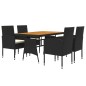vidaXL Juego de comedor de jardín 5 piezas ratán sintético negro vidaXL Juego de comedor de jardín 5 piezas ratán sintético negro