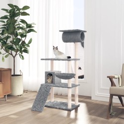 vidaXL Rascador para gatos con postes de sisal gris claro 131 cm