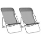vidaXL Sillas de playa plegables 2 uds acero recubierto textilene gris vidaXL Sillas de playa plegables 2 uds acero recubierto textilene gris