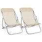 vidaXL Silla de playa plegable 2 uds acero recubierto textilene crema vidaXL Silla de playa plegable 2 uds acero recubierto textilene crema