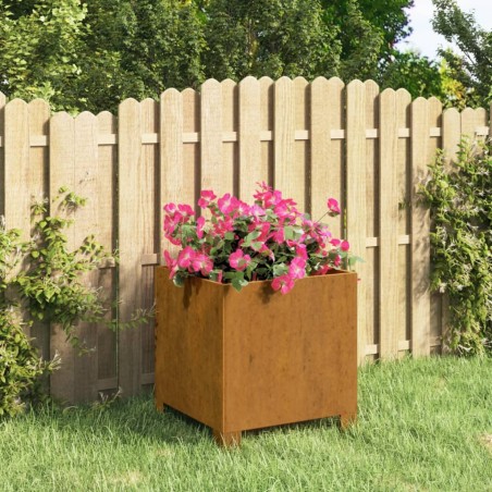 vidaXL Jardinera con patas acero corten oxidado 32x30x33 cm