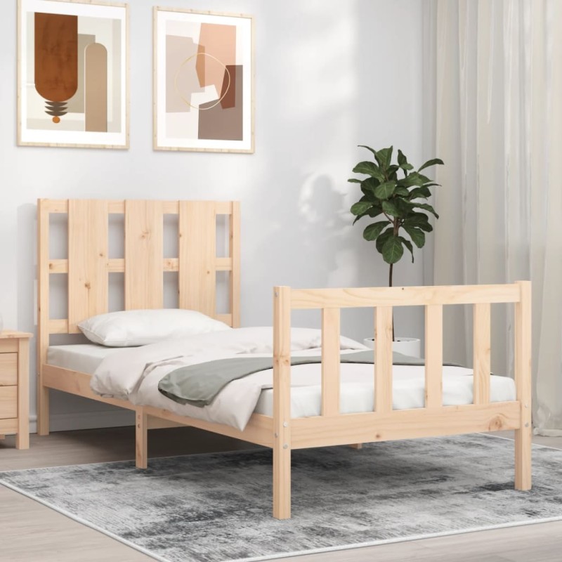 vidaXL Estructura de cama con cabecero madera maciza 100x200 cm