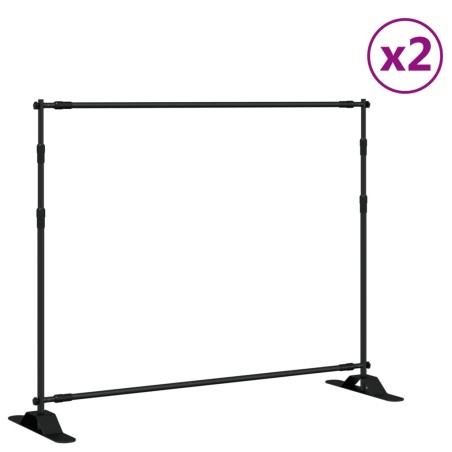 vidaXL Soportes de telón de fondo 2 uds acero negro 254x243 cm