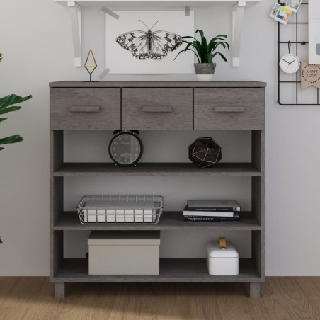 vidaXL Mesa consola HAMAR madera maciza de pino gris claro 90x35x90 cm