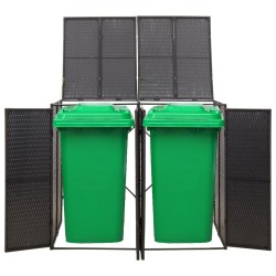 vidaXL Cobertizo para 2 contenedores de basura ratán PE 140x80x117cm