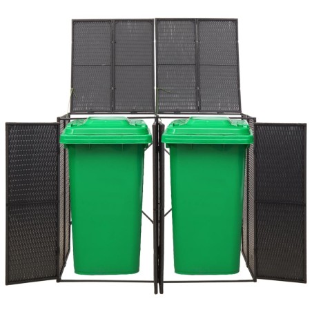 vidaXL Cobertizo para 2 contenedores de basura ratán PE 140x80x117cm