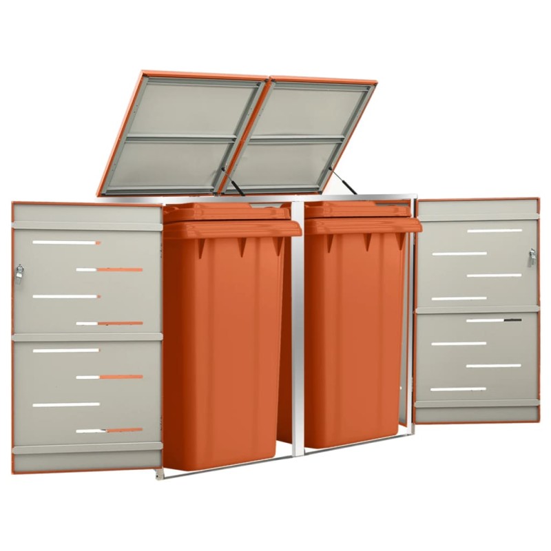 vidaXL Cobertizo para dos contenedores basura acero 138x77,5x112,5 cm vidaXL Cobertizo para dos contenedores basura acero 138x77,5x112,5 cm