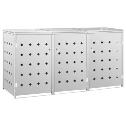 vidaXL Cobertizo contenedor de basura triple acero inoxidable 240L