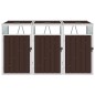 vidaXL Cobertizo triple contenedor de basura acero marrón 213x81x121cm