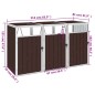 vidaXL Cobertizo triple contenedor de basura acero marrón 213x81x121cm