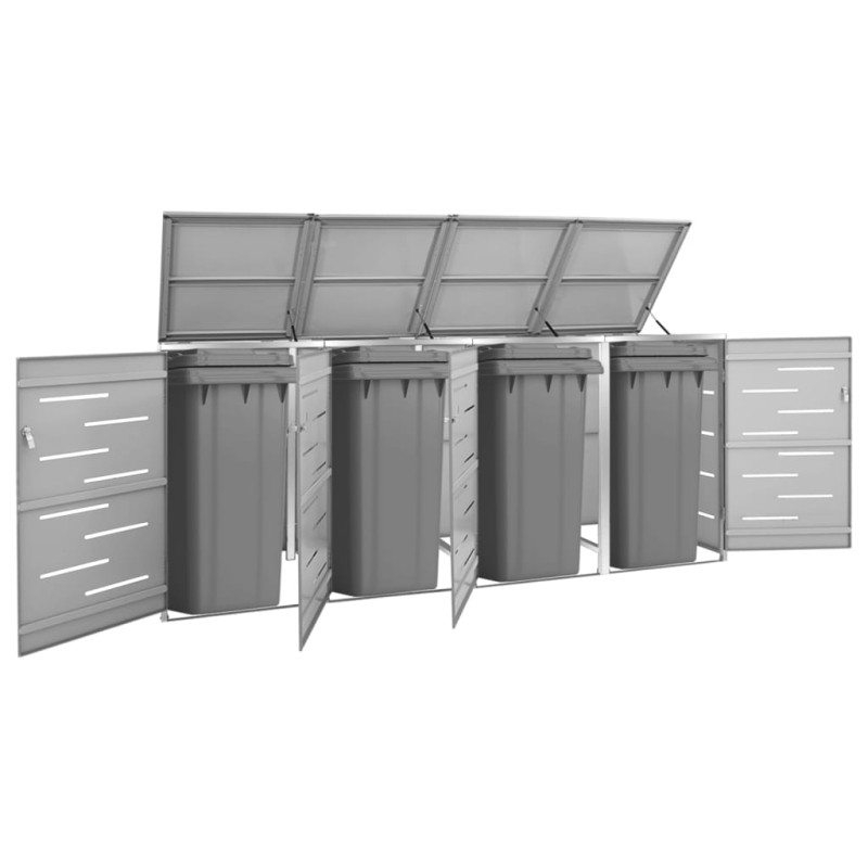 vidaXL Cobertizo para 4 contenedores basura acero 276,5x77,5x112,5 cm