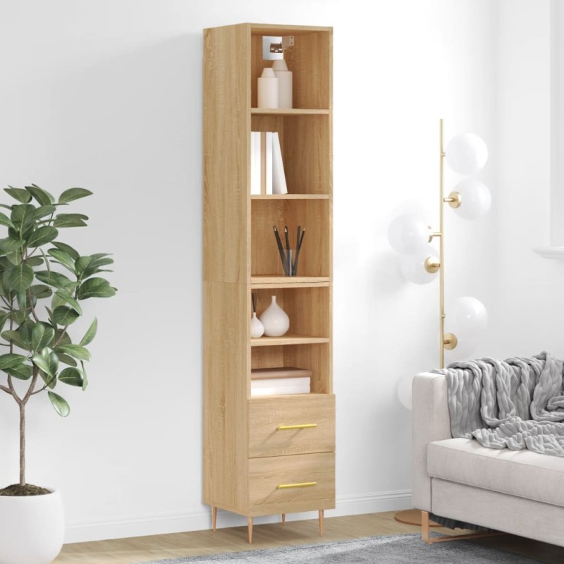 vidaXL Aparador de madera contrachapada roble Sonoma 34,5x34x180 cm vidaXL Aparador de madera contrachapada roble Sonoma 34,5x34x180 cm