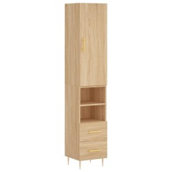 vidaXL Aparador de madera contrachapada roble Sonoma 34,5x34x180 cm