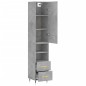 vidaXL Aparador de madera contrachapada gris hormigón 34,5x34x180 cm vidaXL Aparador de madera contrachapada gris hormigón 34,5x34x180 cm