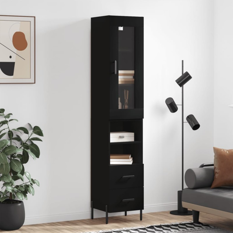 vidaXL Aparador de madera contrachapada negro 34,5x34x180 cm vidaXL Aparador de madera contrachapada negro 34,5x34x180 cm