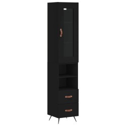 vidaXL Aparador de madera contrachapada negro 34,5x34x180 cm