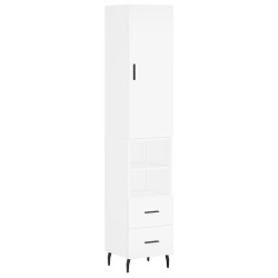 vidaXL Aparador alto madera contrachapada blanco 34,5x34x180 cm