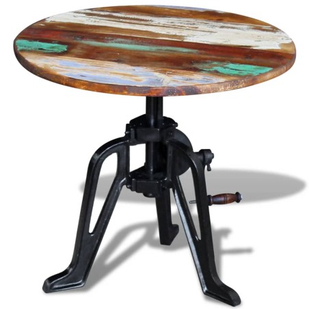 vidaXL Mesita auxiliar madera reciclada y hierro fundido 60x(42-63) cm