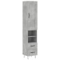 vidaXL Aparador de madera contrachapada gris hormigón 34,5x34x180 cm vidaXL Aparador de madera contrachapada gris hormigón 34,5x34x180 cm
