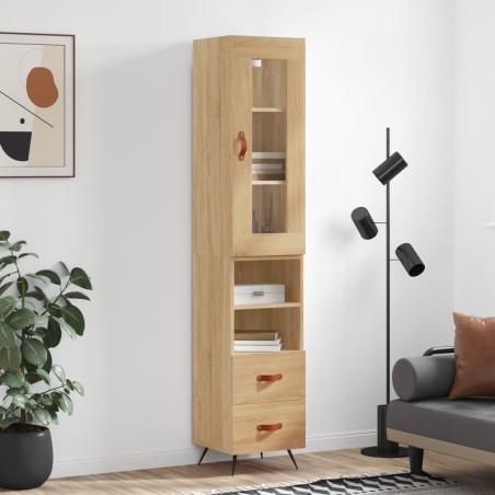 vidaXL Aparador de madera contrachapada roble Sonoma 34,5x34x180 cm