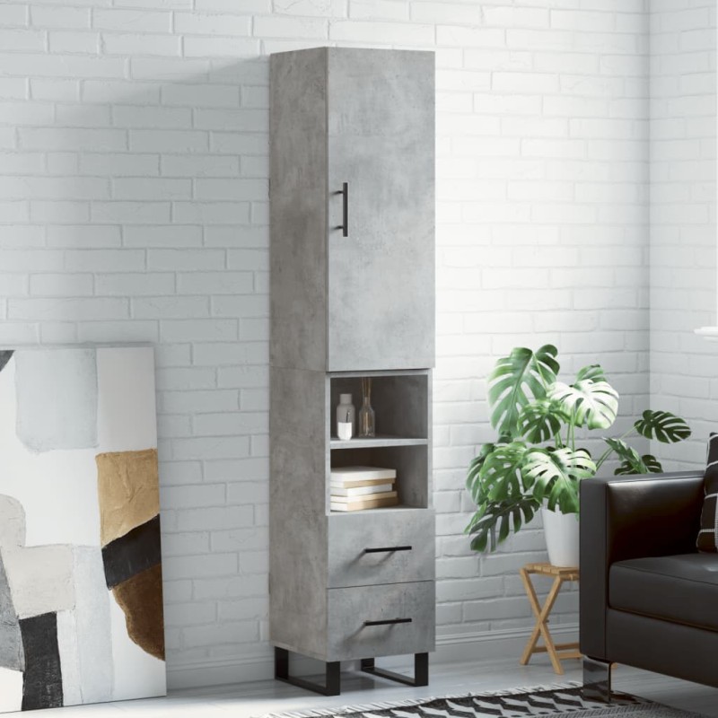 vidaXL Aparador de madera contrachapada gris hormigón 34,5x34x180 cm