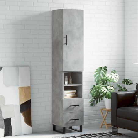 vidaXL Aparador de madera contrachapada gris hormigón 34,5x34x180 cm