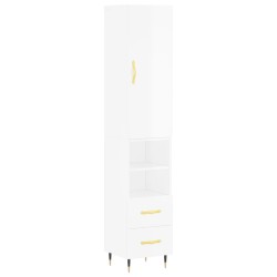 vidaXL Aparador alto madera contrachapada blanco brillo 34,5x34x180 cm