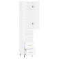 vidaXL Aparador alto madera contrachapada blanco brillo 34,5x34x180 cm