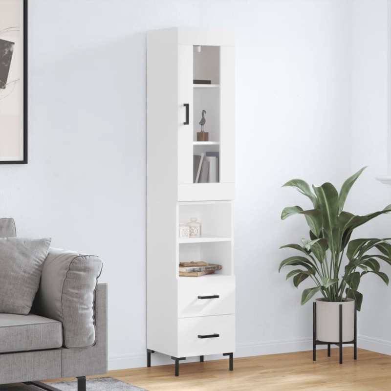 vidaXL Aparador alto madera contrachapada blanco 34,5x34x180 cm vidaXL Aparador alto madera contrachapada blanco 34,5x34x180 cm