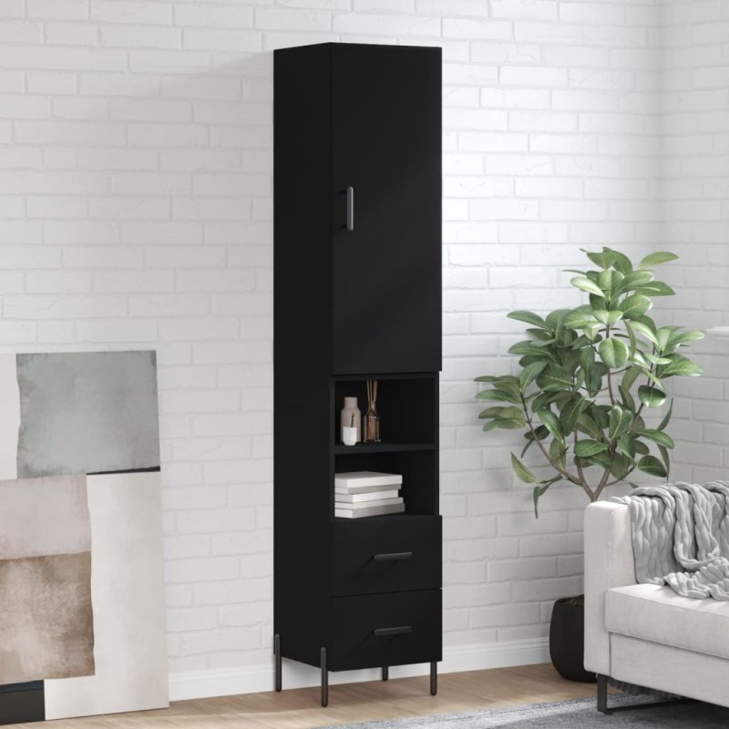 vidaXL Aparador de madera contrachapada negro 34,5x34x180 cm vidaXL Aparador de madera contrachapada negro 34,5x34x180 cm