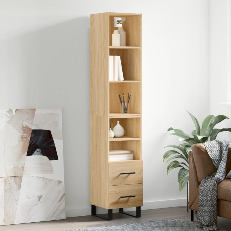 vidaXL Aparador de madera contrachapada roble Sonoma 34,5x34x180 cm vidaXL Aparador de madera contrachapada roble Sonoma 34,5x34x180 cm