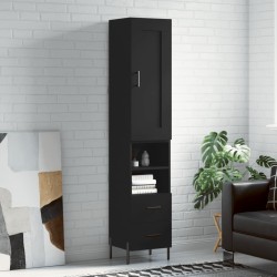vidaXL Aparador de madera contrachapada negro 34,5x34x180 cm