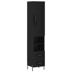 vidaXL Aparador de madera contrachapada negro 34,5x34x180 cm