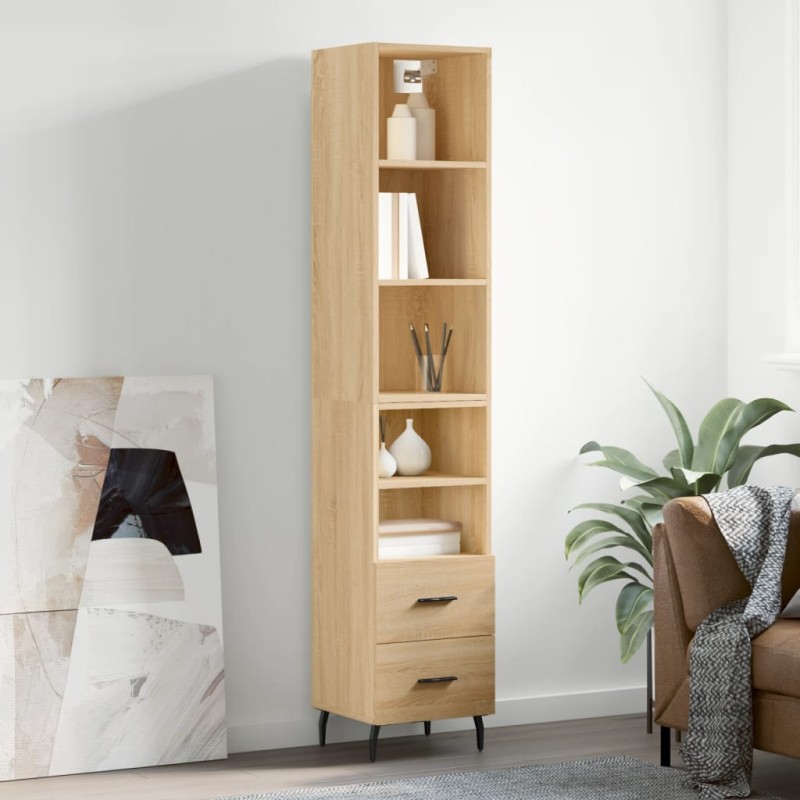 vidaXL Aparador de madera contrachapada roble Sonoma 34,5x34x180 cm vidaXL Aparador de madera contrachapada roble Sonoma 34,5x34x180 cm
