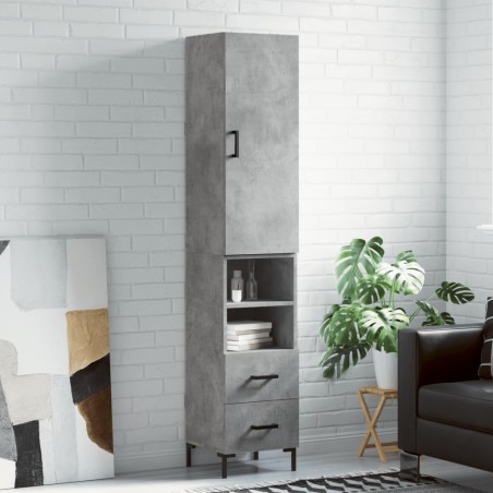 vidaXL Aparador de madera contrachapada gris hormigón 34,5x34x180 cm