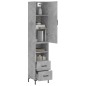 vidaXL Aparador de madera contrachapada gris hormigón 34,5x34x180 cm vidaXL Aparador de madera contrachapada gris hormigón 34,5x34x180 cm