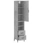 vidaXL Aparador de madera contrachapada gris hormigón 34,5x34x180 cm vidaXL Aparador de madera contrachapada gris hormigón 34,5x34x180 cm