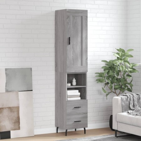 vidaXL Aparador alto madera contrachapada gris Sonoma 34,5x34x180 cm