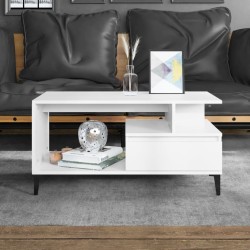 vidaXL Mesa de centro madera contrachapada blanca 90x49x45 cm