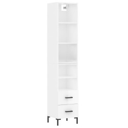 vidaXL Aparador alto madera contrachapada blanco brillo 34,5x34x180 cm