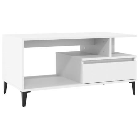 vidaXL Mesa de centro madera contrachapada blanca 90x49x45 cm