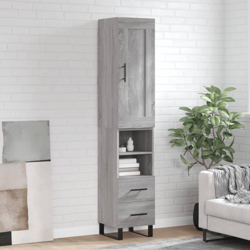 vidaXL Aparador alto madera contrachapada gris Sonoma 34,5x34x180 cm vidaXL Aparador alto madera contrachapada gris Sonoma 34,5x34x180 cm