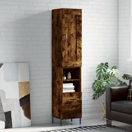 vidaXL Aparador de madera contrachapada roble ahumado 34,5x34x180 cm