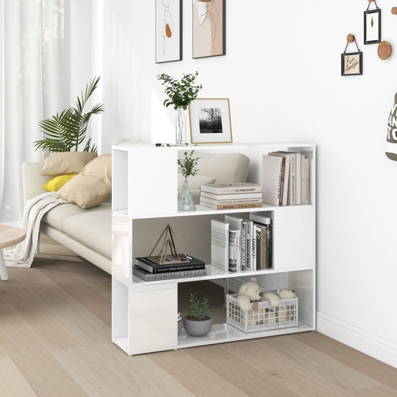 vidaXL Estantería/divisor de espacios blanco brillo 100x24x94 cm vidaXL Estantería/divisor de espacios blanco brillo 100x24x94 cm
