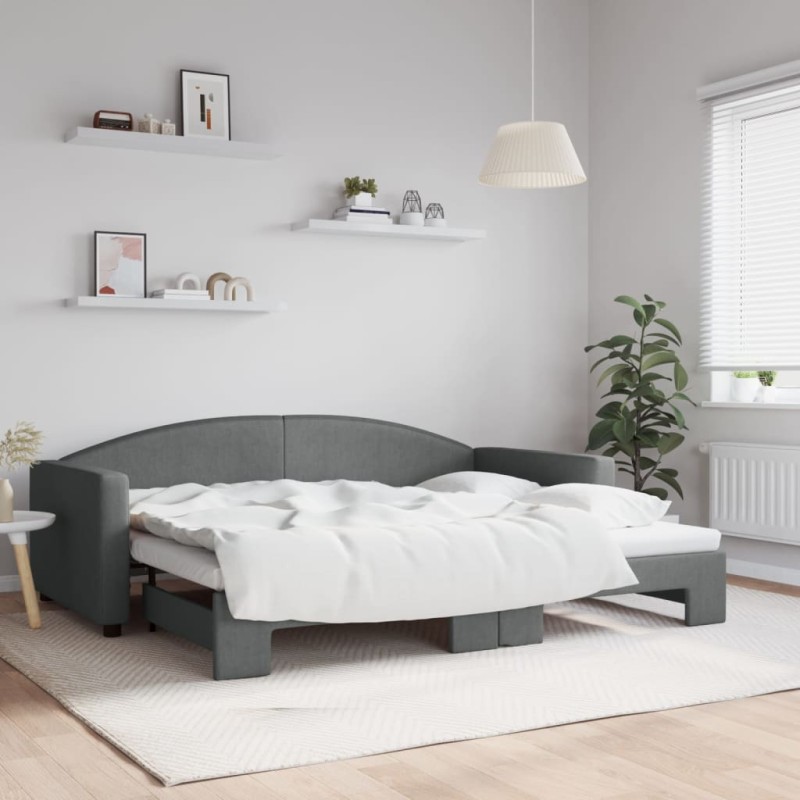 vidaXL Sofá cama nido tela gris oscuro 90x200 cm vidaXL Sofá cama nido tela gris oscuro 90x200 cm