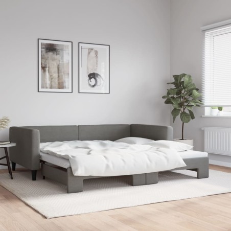 vidaXL Sofá cama nido tela gris oscuro 100x200 cm