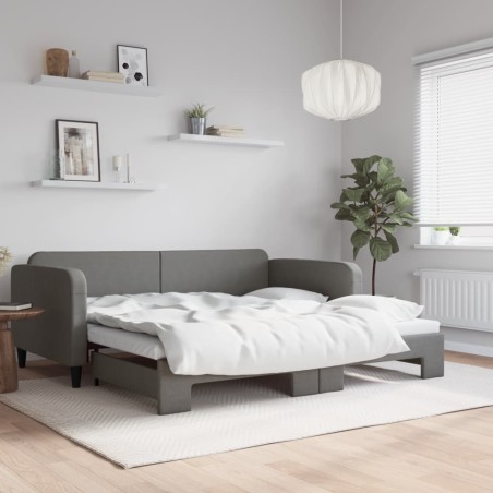 vidaXL Sofá cama nido tela gris oscuro 100x200 cm