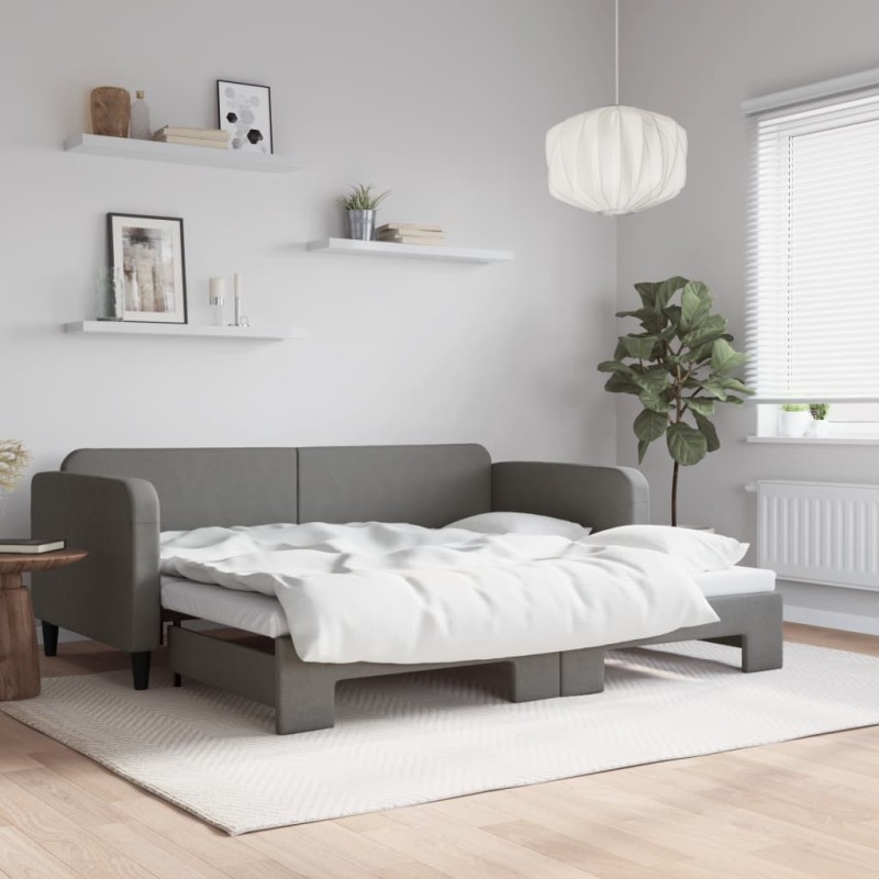 vidaXL Sofá cama nido tela gris oscuro 90x200 cm vidaXL Sofá cama nido tela gris oscuro 90x200 cm