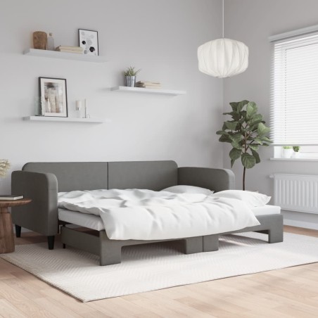 vidaXL Sofá cama nido tela gris oscuro 90x200 cm